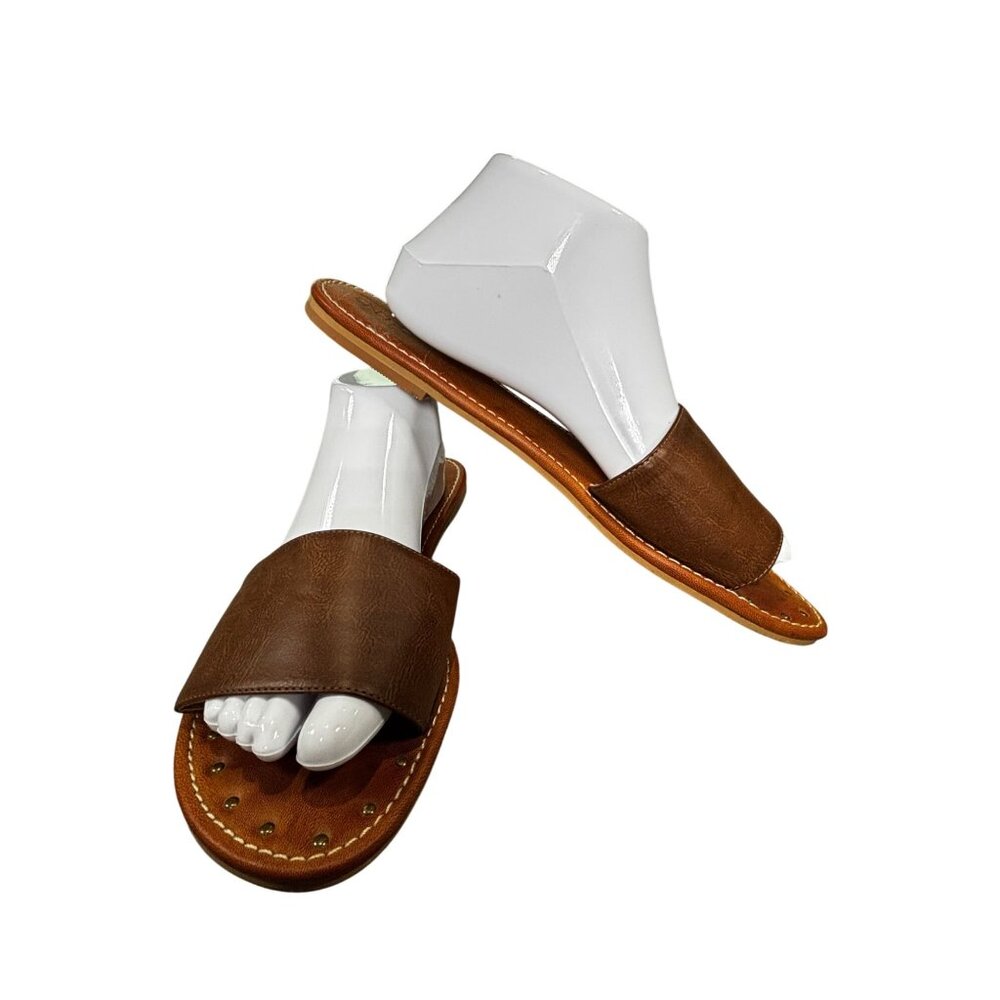 Brown Abound Womens Slide Sandals Size 11M Open-Toe & Slip-On